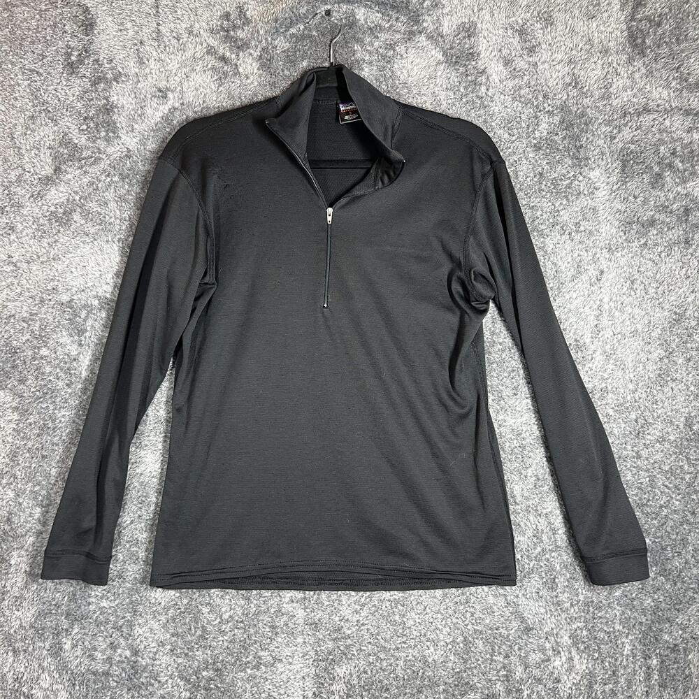 Patagonia Shirt Mens S Black Capilene Mock Neck 1/2 Zip Quick Dry Lightweight